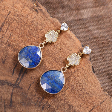 Power Through Flower Lapis Drop Earrings-Your Soul Place